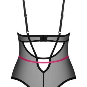 Obsessive Stringbody Novenes - Schwarz mit pinken Riemchen, Größe S/M