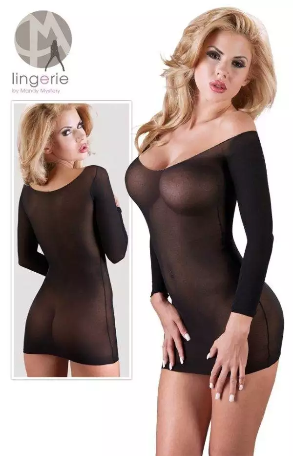 NO:XQSE - Transparentes Minikleid mit goldfarbener Saumkante S-L