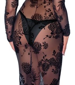 Noir Flockprint Langarm-Kleid in Powernet S