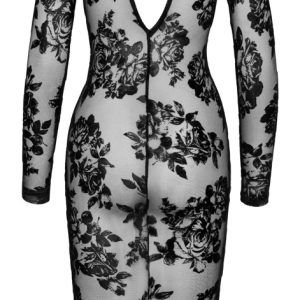 Noir Midi-Kleid mit Floral-Samtflockprint XL