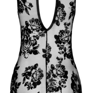 Noir Minikleid - Mondäner Floral-Samtflockprint XL