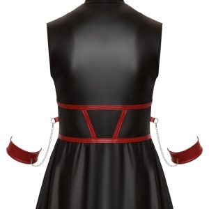 Cottelli BONDAGE Minikleid mit Armfesseln & Augenmaske Schwarz/Rot Größe 3XL