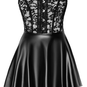 Noir Kurzes Corsagenkleid - Exklusiver Style, zarte Spitze, Powerwetlook schwarz Größe XL