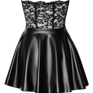 Noir Kurzes Corsagenkleid - Exklusiver Style, zarte Spitze, Powerwetlook schwarz Größe XL