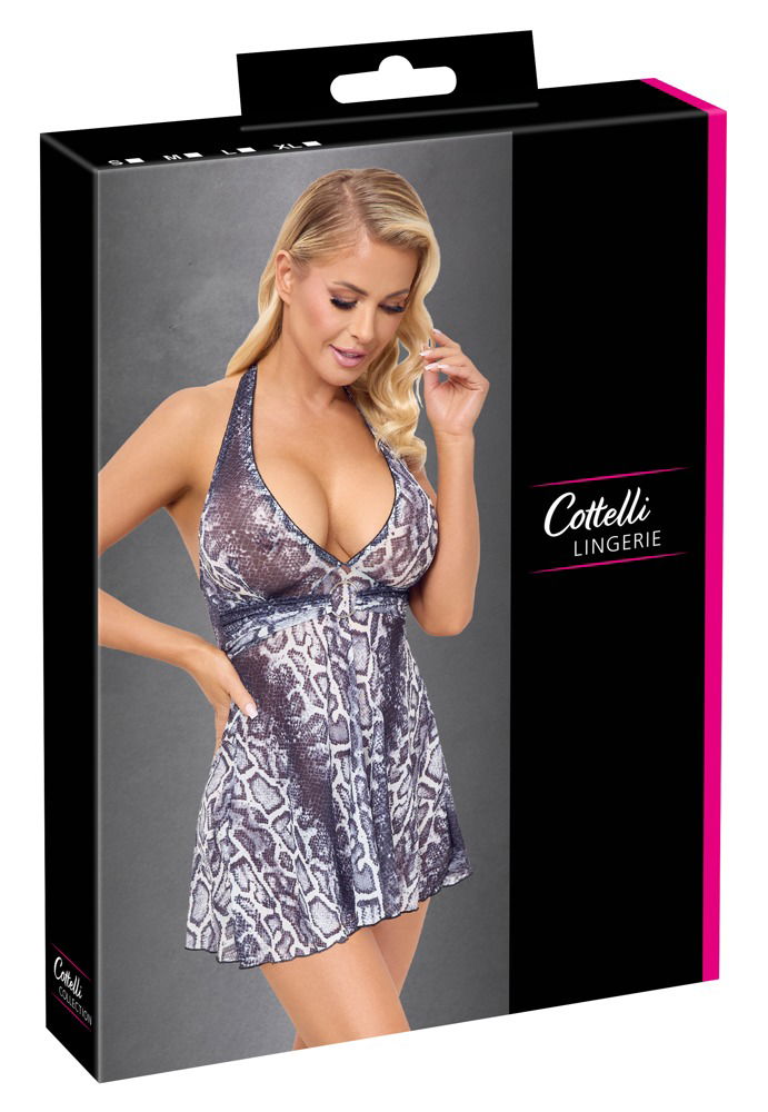 Cottelli LINGERIE Snakeskin-Optik Kleid, Größe: S, Farbe: schwarz/silber