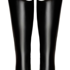 Noir Powerwetlook Leggings mit offenem Schritt, Schwarz, High Waist, Größe L