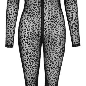 Noir Powernet Overall - Provozierend transparenter Leo-Look S