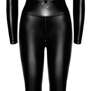 Noir Powerwetlook Overall mit Zips & Ring, Größe S, Schwarz