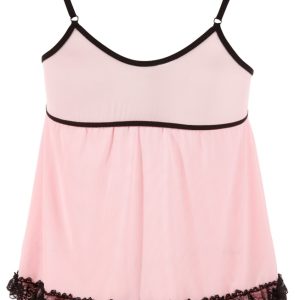 Cottelli LINGERIE - Süßes Betthupferl! Babydoll rosa Rosa/Schwarz 2XL