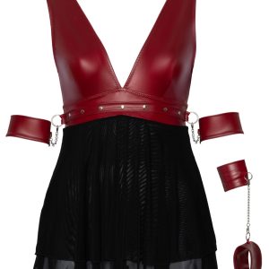 Cottelli BONDAGE Babydoll Set Schwarz/Rot XL