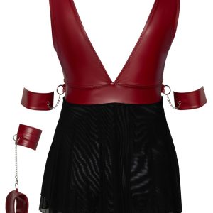 Cottelli BONDAGE Babydoll Set Schwarz/Rot XL