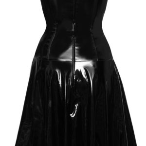 Black Level Lackkleid mit Vokuhila-Rock und V-Dekolleté L