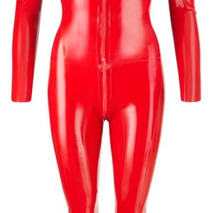 Late X Latex Catsuit - Sexy Einteiler mit Stehkragen und Reißverschluss XS