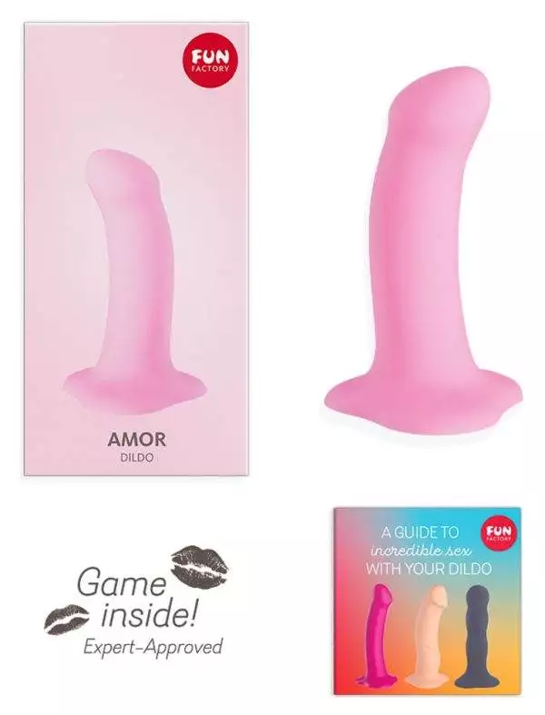 Fun Factory Amor Saugfuß-Dildo 13cm, G-Punkt Stimulation, Silikon, Schwarz Fun Factory Amor Saugfuß-Dildo 13cm, G-Punkt Stimulation, Silikon, Schwarz – E