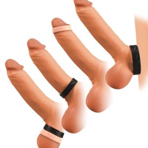 You2Toys 4in1 Silikon Cock Rings Set, Orgasmusverzögerung, Eichel- und Hodenring, 2-teilig, schwarz