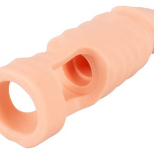 Realistixxx Doppel-Penetration Ball Stretcher mit Dildo, Größe: dehnbar, Farbe: Haut, 14,8 cm