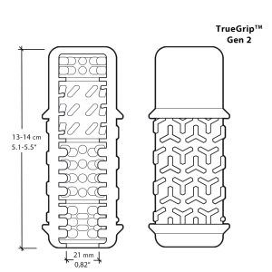 The Handy Sleeve - TrueGrip Gen 2 Noppen-Stimulationsstruktur, 13-14 cm, TPE, Schwarz