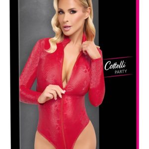 Cottelli PARTY Roter Snakeskin Body - Größe S, trendige rote Schlangenhaut-Optik