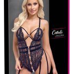 Cottelli LINGERIE Stringbody ouvert mit Strapsen, schwarz, Spitze