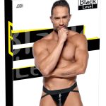 Black Level Lack-Jock mit Webgummi-Bund und Riemen in Schwarz