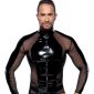 Black Level Lack-Netz Langarm-Shirt mit Stehkragen, Schwarz – A