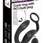 Black Velvets Cock Ring mit RC Butt Plug - Prostata Vibrator & Penisring, 13 cm - Schwarz – Verpackung