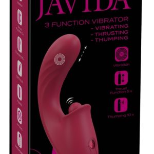 Javida 3 Function Vibrator - Vibrierend, Klopfend, Stoßend - Silikon - 17,8 cm - Rosa