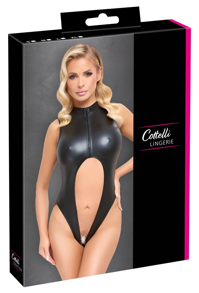 Cottelli LINGERIE - Erotischer Ouvert-Body in Schwarz, M/L, extrascharf