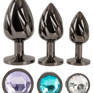 ANOS Metal Butt Plug Set mit Diamanten - Plug Trio in verschiedenen Größen und Farben