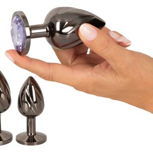 ANOS Metal Butt Plug Set mit Diamanten - Plug Trio in verschiedenen Größen und Farben