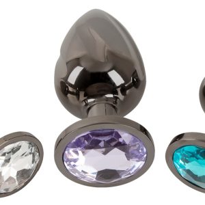 ANOS Metal Butt Plug Set mit Diamanten - Plug Trio in verschiedenen Größen und Farben