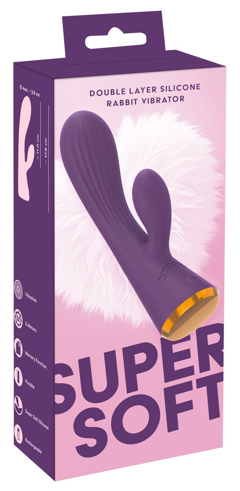 You2Toys Double Layer Silicone Rabbit Vibrator - Super Soft, doppelt intensiv, eleganter, handlicher, mit flexibler Clitoris-Stimulator und G-Zone Stimulation in Vagina, 3 Intensitäten, 5 Vibrationsmodi, wiederaufladbar, USB-Ladekabel, 17,9 cm Gesamtlänge, waschbar in Silikon, PU, ABS, 165 g.