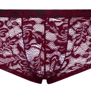 Svenjoyment Transparente Spitzen-Pants, dunkelrot, floral