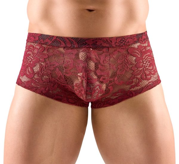 Svenjoyment Dark Red Floral Lace Panty in Größe S