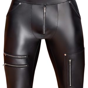 NEK Mattlook Hose mit silberfarbenen Zip- und Nieten-Details, schwarz