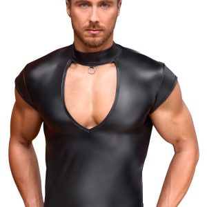 NEK Schwarzes Mattlook Shirt mit V-Cut-Out - Größe M - Schwarz