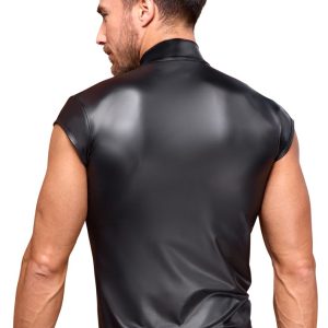 NEK Schwarzes Mattlook Shirt mit V-Cut-Out - Größe M - Schwarz