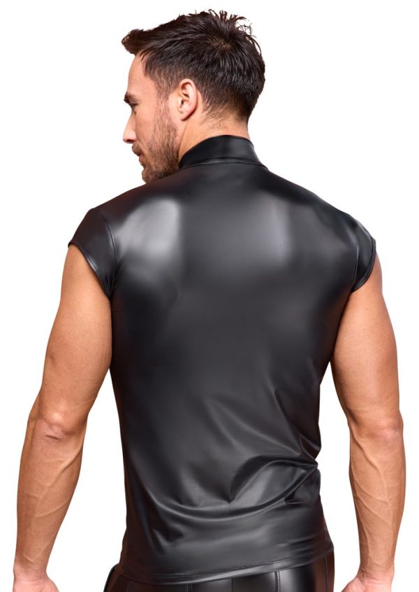 NEK Schwarzes Mattlook Shirt mit V-Cut-Out - Größe M - Schwarz