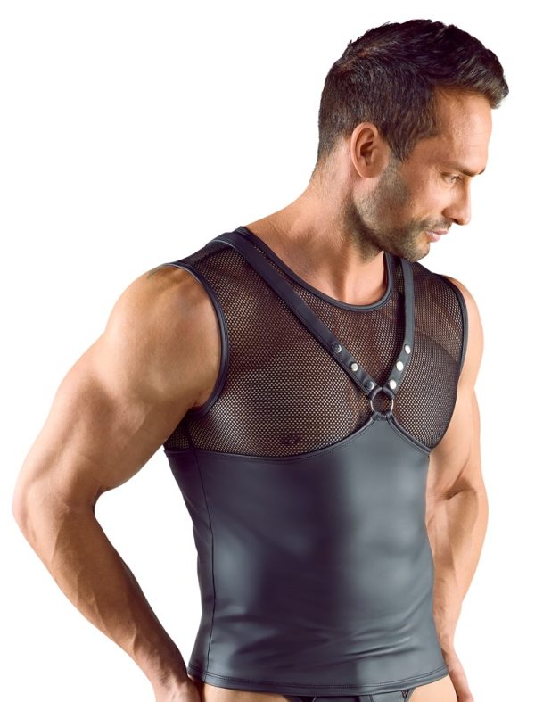 Svenjoyment Schwarzes Netz-Harness-Shirt