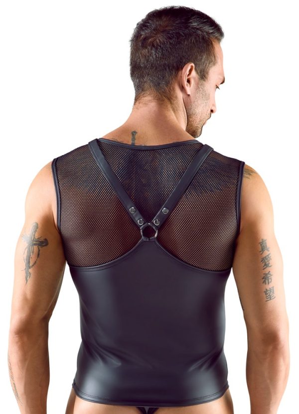 Svenjoyment Schwarzes Netz-Harness-Shirt