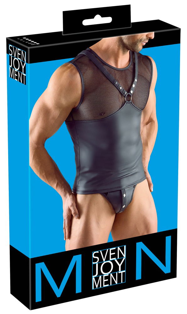 Svenjoyment Schwarzes Netz-Harness-Shirt