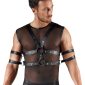 Svenjoyment BONDAGE Set - Maskulines Shirt mit Brust-Harness und Fesseln, Schwarz, Größe M – A