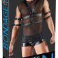 Svenjoyment BONDAGE Set - Maskulines Shirt mit Brust-Harness und Fesseln, Schwarz, Größe M – Verpackung