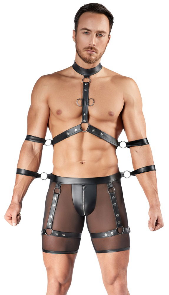 Svenjoyment BONDAGE Set - Harness-Pants, Brust-Harness und Fesseln, schwarz