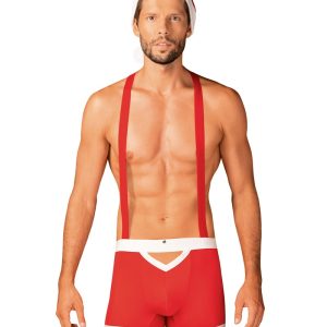 Obsessive Sexy Xmas Mr. Claus Set in Rot - Hosenträger-Pants und Mütze