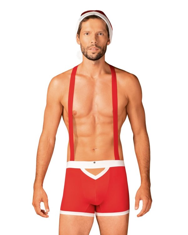 Obsessive Mr. Claus Weihnachts Set - Hosenträger-Pants und Mütze in Rot