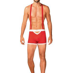 Obsessive Mr. Claus Weihnachts Set - Hosenträger-Pants und Mütze in Rot