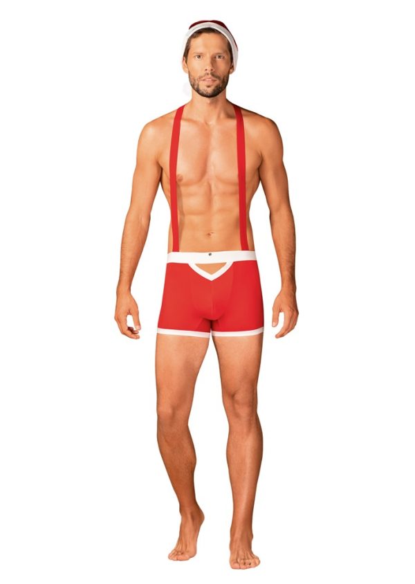 Obsessive Mr. Claus Weihnachts Set - Hosenträger-Pants und Mütze in Rot