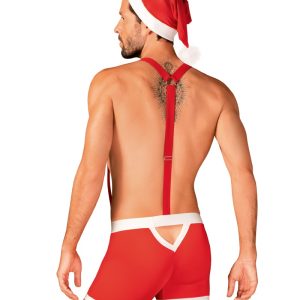 Obsessive Mr. Claus Weihnachts Set - Hosenträger-Pants und Mütze in Rot