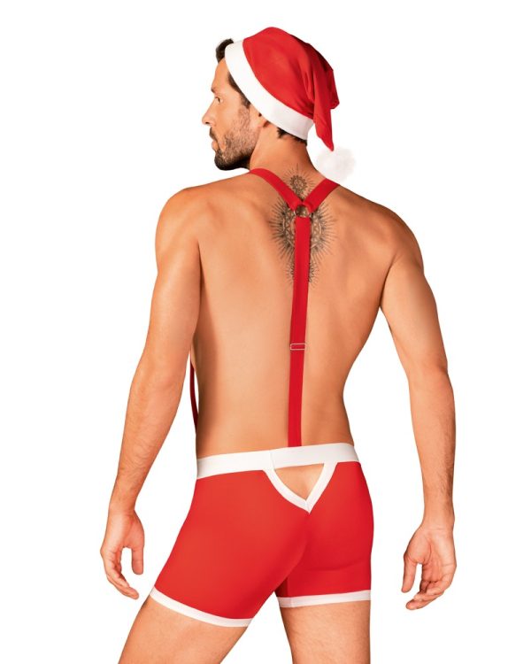 Obsessive Sexy Xmas Mr. Claus Set in Rot - Hosenträger-Pants und Mütze